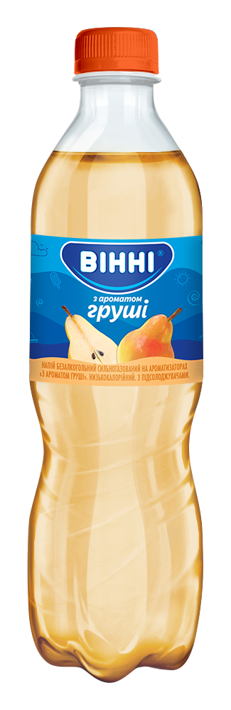 Напій б/а сильногазований на ароматизаторах низькокалорійний «З ароматом Груші» ТМ «ВІННІ» 0,5 л, на підсолоджувачі